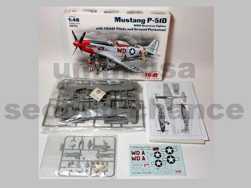 ICM Maquette Mustang P-51D Avec Pilotes USAAF – Kit Plastique 1/48 – Multicolore